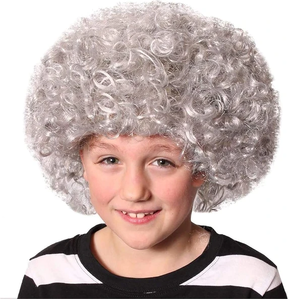 Gri Renk Kabarık Bonus Peruk Afro Takma Saç - Resim 2