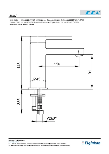 Eca Mina Lavabo Bataryası - Resim 2