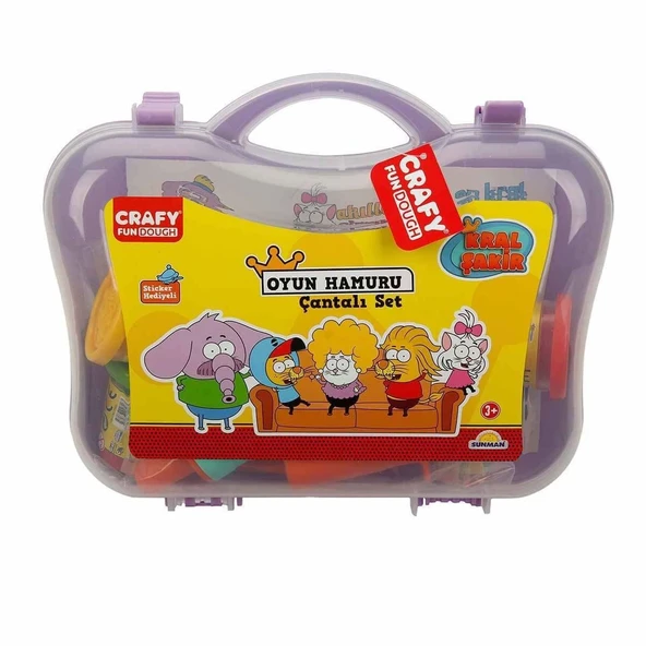 YUMURCAK TOYZ 2463 Crafy Kral Şakir Çantalı Oyun Hamuru Seti 200 g 20 Parça Kız Erkek Çocuk Oyuncak Eğitici Oyunca