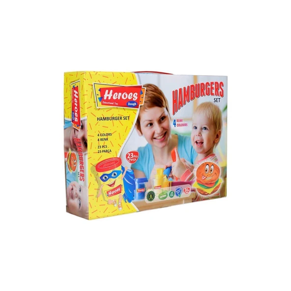 YUMURCAK TOYZ ERN-538 Heroes Hamburger Oyun Hamuru Seti Kız Erkek Çocuk Oyuncak Eğitici Oyuncaklar