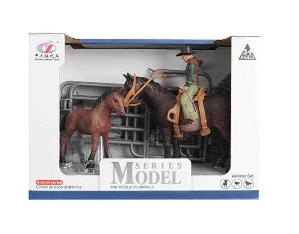YUMURCAK TOYZ Model Hayvan Seti Jokey At ve Tay Kahverengi Kız Erkek Çocuk Oyuncak Eğitici Oyuncaklar ürün görseli 1