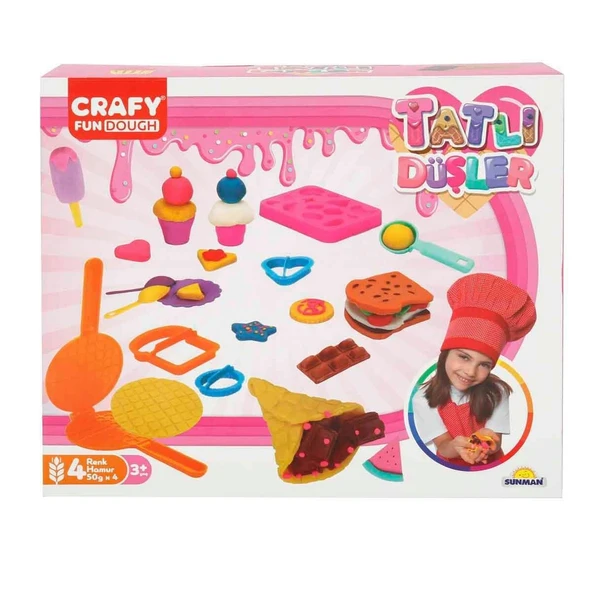 YUMURCAK TOYZ 3493 Crafy Tatlı Düşler Oyun Hamuru Seti 200 g 22 Parça Kız Erkek Çocuk Oyuncak Eğitici Oyuncaklar