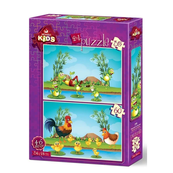 YUMURCAK TOYZ 4496 Hayvanlar ve Yavruları 35+60 Parça Çocuk Puzzle Kız Erkek Çocuk Oyuncak Eğitici Oyuncaklar ürün görseli