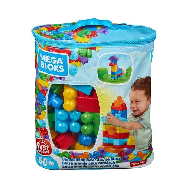 YUMURCAK TOYZ CYP67 MEGA BLOKS® 60 parçalı Blok Torbaları 2 asorti - Mavi - Pembe +1 yaş Kız Erkek Çocuk Oyuncak E - 1