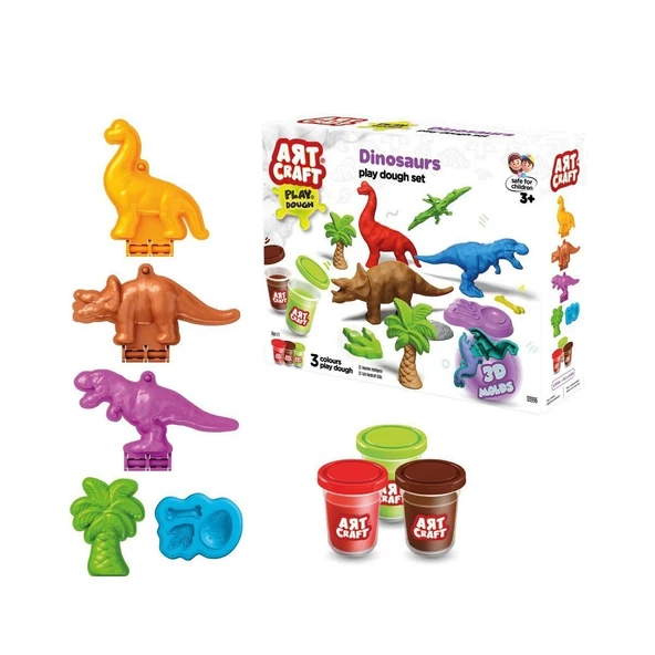 YUMURCAK TOYZ 03996 Art Craft Dinozorlar Hamur Set 168 Gr -Fentoys Kız Erkek Çocuk Oyuncak Eğitici Oyuncaklar