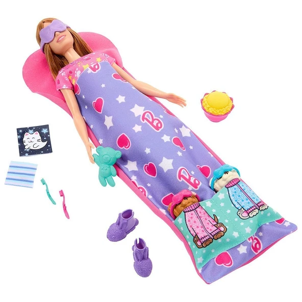 YUMURCAK TOYZ HXN01 Barbie ve Köpekçikleri Pijama Partisi Kız Erkek Çocuk Oyuncak Eğitici Oyuncaklar - Resim 3