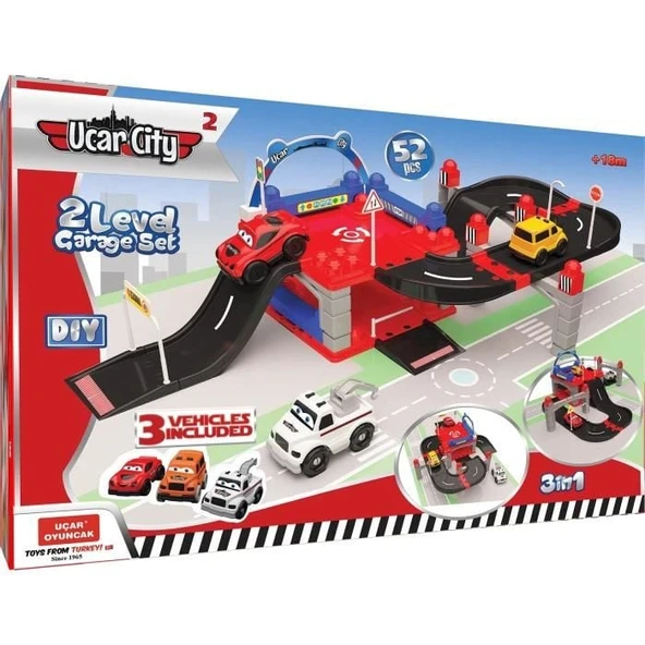 YUMURCAK TOYZ UÇAR CİTY 2 İKİ KATLI GARAJ SETİ Kız Erkek Çocuk Oyuncak Eğitici Oyuncaklar - 1