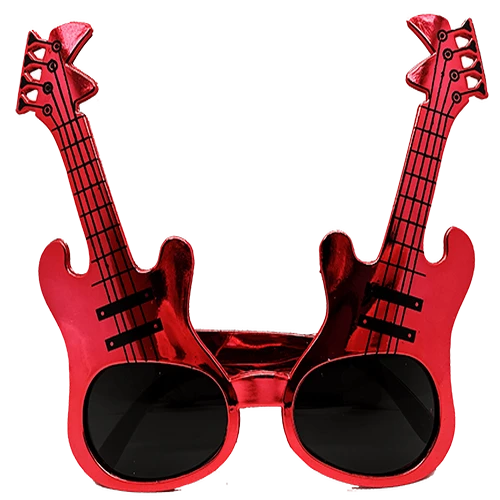 Kırmızı Renk Rockn Roll Gitar Şekilli Parti Gözlüğü 15x15 cm ürün görseli
