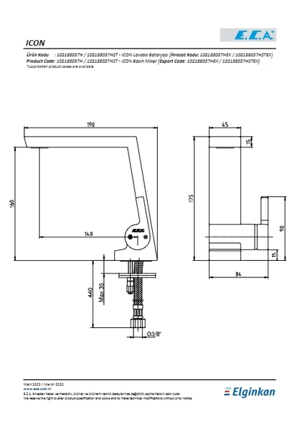 Eca İcon Lavabo Bataryası - Resim 2