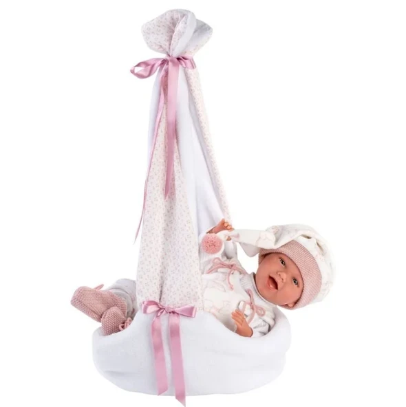 YUMURCAK TOYZ Llorens Yenidoğan Salıncaklı Gülen Bebek 42cm Kız Erkek Çocuk Oyuncak Eğitici Oyuncaklar - 1