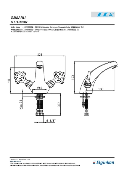 Eca Osmanlı Lavabo Bataryası - Resim 2