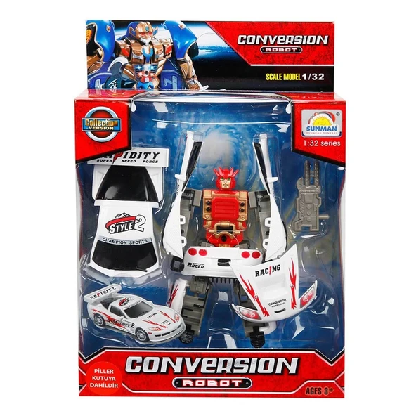 YUMURCAK TOYZ 1:32 Sesli ve Işıklı Dönüşebilen Robot Kız Erkek Çocuk Oyuncak Eğitici Oyuncaklar - Resim 3