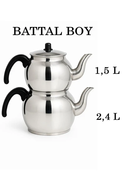 Alüminyum Küre Çaydanlık Battal Boy Siyah Kulp - 3