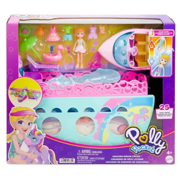 YUMURCAK TOYZ Polly Pocket Unicorn Dream Cruise Oyun Seti HWP26 Kız Erkek Çocuk Oyuncak Eğitici Oyuncaklar ürün görseli 1