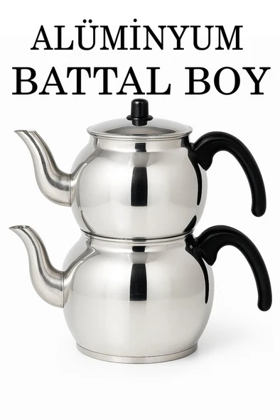 Alüminyum Küre Çaydanlık Battal Boy Siyah Kulp - 1