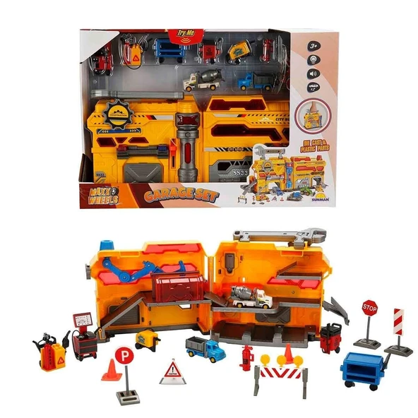 YUMURCAK TOYZ 4539 Maxx Wheels Sesli ve Işıklı Garaj Seti İnşaat Garajı -Sunman Kız Erkek Çocuk Oyuncak Eğitici Oy - 2