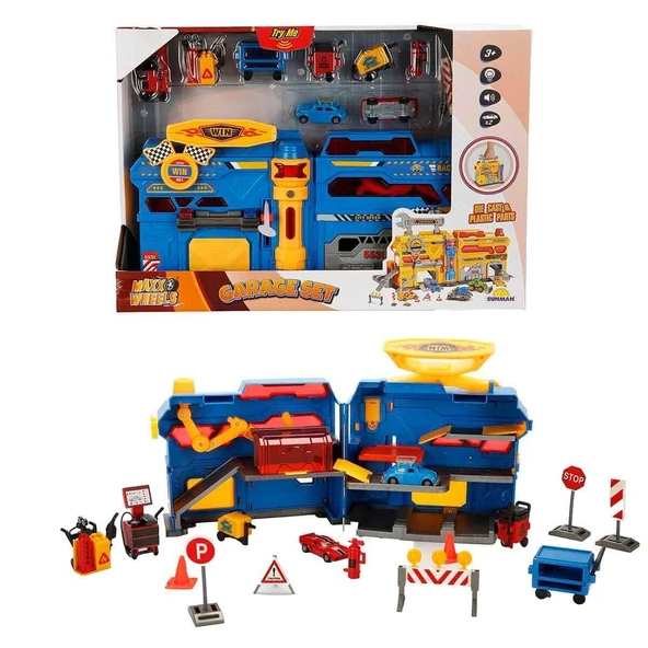 YUMURCAK TOYZ 4539 Maxx Wheels Sesli ve Işıklı Garaj Seti İnşaat Garajı -Sunman Kız Erkek Çocuk Oyuncak Eğitici Oy - 3