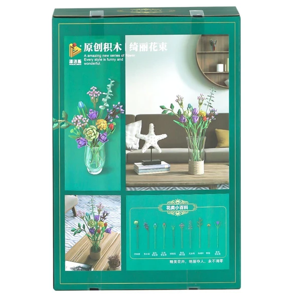 YUMURCAK TOYZ P655001 Panlos Çiçek Buketi 999 Parça Blok Seti -Vagon life Kız Erkek Çocuk Oyuncak Eğitici Oyuncakl - Resim 2