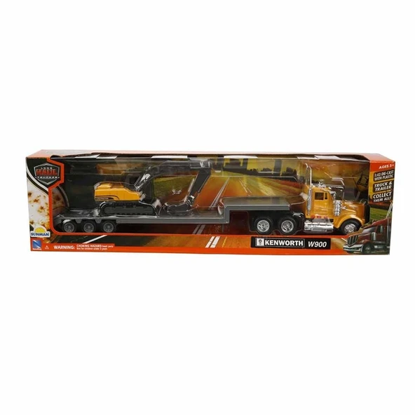 YUMURCAK TOYZ 1:43 Long Haul Kenworth Taşıyıcı Tır ve Ekskavatör Kız Erkek Çocuk Oyuncak Eğitici Oyuncaklar - 3