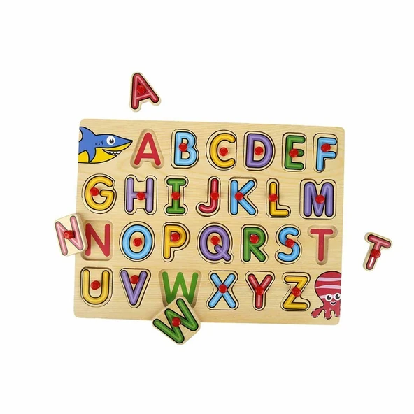 YUMURCAK TOYZ 130443 Ahşap Raptiyeli Bultak Alfabe Kız Erkek Çocuk Oyuncak Eğitici Oyuncaklar - Resim 2