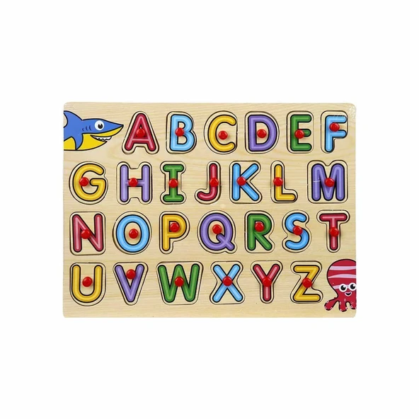 YUMURCAK TOYZ 130443 Ahşap Raptiyeli Bultak Alfabe Kız Erkek Çocuk Oyuncak Eğitici Oyuncaklar ürün görseli 1