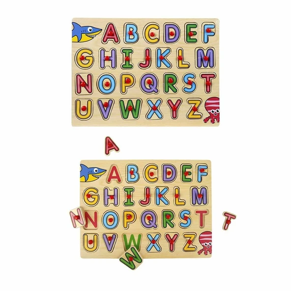YUMURCAK TOYZ 130443 Ahşap Raptiyeli Bultak Alfabe Kız Erkek Çocuk Oyuncak Eğitici Oyuncaklar - Resim 3
