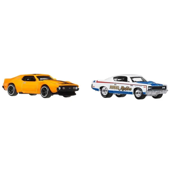 YUMURCAK TOYZ 1:64 Hot Wheels Premium Car Culture 2'li 71 Amc Javelin Ve Amc Rebel Machine Kız Erkek Çocuk Oyuncak - 1