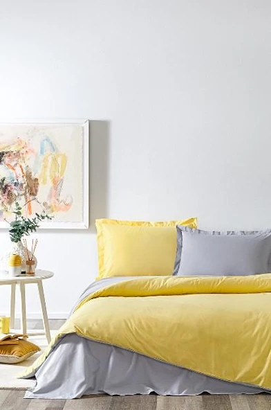 Özdilek Çift Kişilik Ranforce Nev Takımı Colormix Sarı Gri - Resim 2