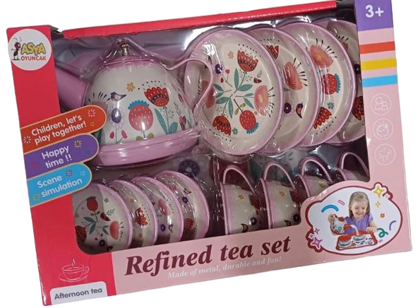 YUMURCAK TOYZ A8261-966-D32 D27 KT METAL ÇAY SETİ Kız Erkek Çocuk Oyuncak Eğitici Oyuncaklar