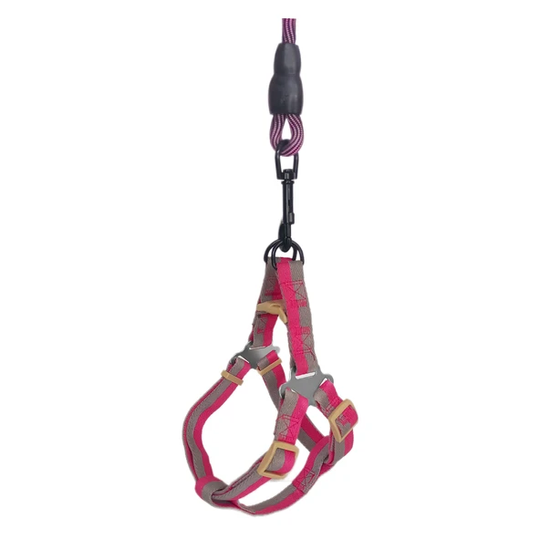 Köpek Göğüs Tasma Seti Dalga Desenli 2 cm*40-58 cm Mor-Pembe - 4
