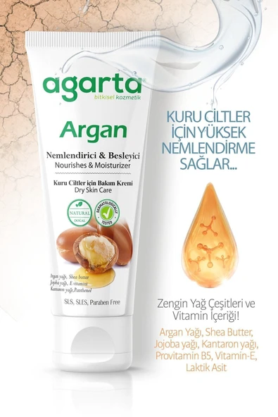 Agarta Doğal Yüz Ve El Besleyici Argan Yağlı Cilt Bakım Kremi 75 ml - Resim 4