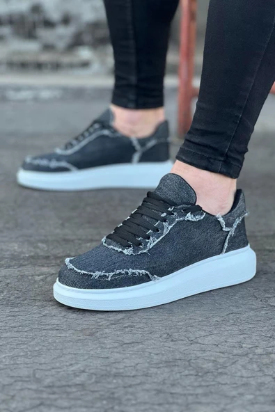 Gri Kot Kumaş Erkek Casual Ayakkabı - 7