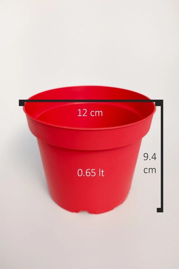 12 cm Kaktüs Sukulent Saksısı 5 Adet Kırmızı Tekpar Plastik Üretim Saksısı Bol Drenaj Deliği - 2