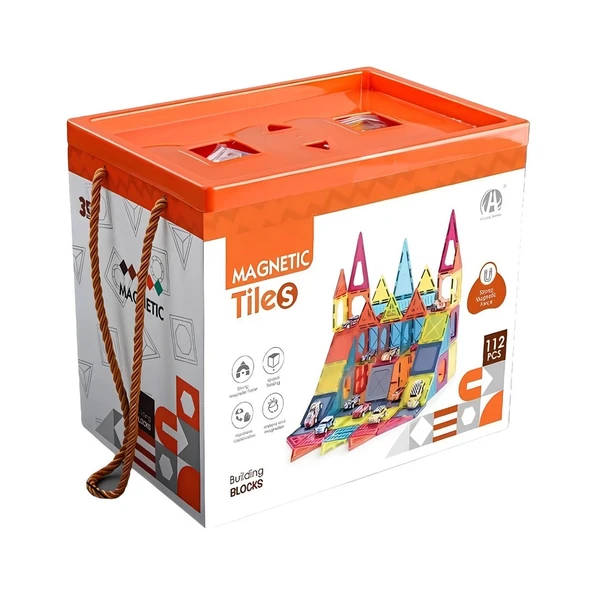 YUMURCAK TOYZ Magnetic Tiles Version 112 Parça Kız Erkek Çocuk Oyuncak Eğitici Oyuncaklar - Resim 3