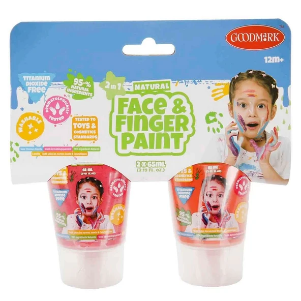 YUMURCAK TOYZ 2in1 Doğal Yüz ve Parmak Boyası 2’li Kız Erkek Çocuk Oyuncak Eğitici Oyuncaklar ürün görseli 1