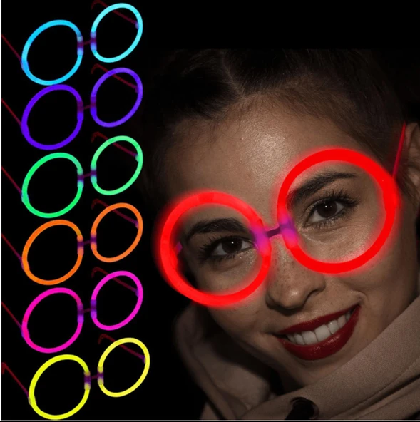 Glow Yuvarlak Gözlük - Glow Partisi Gözlükleri - Glow Gözlük 12 Adet - 2