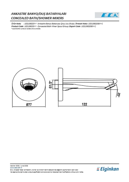 Eca Lia Ankastre Banyo Bataryası Çıkış Ucu - Resim 2