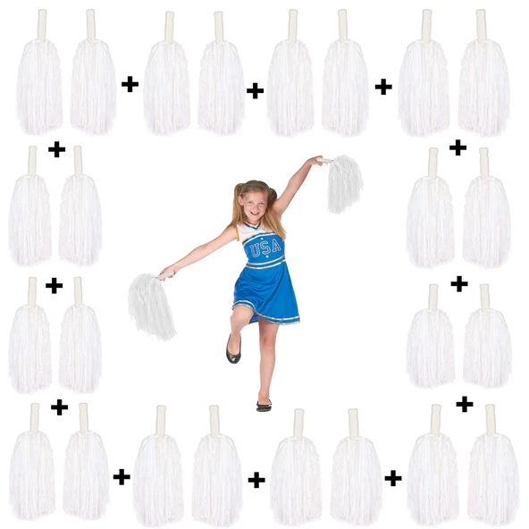 12 Çift ( 24 Adet ) Beyaz Renk 23 Nisan 19 Mayıs 29 Ekim Okul Gösteri Ponponları - 2