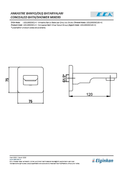 Eca Tiera Ankastre Banyo Bataryası Sıva Üstü Çıkış Ucu Mat Siyah - Resim 2