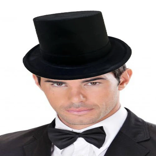 Siyah Renk Plastik Nubuk Kadife Kaplama Fötr Şapka 11 cm - Resim 4