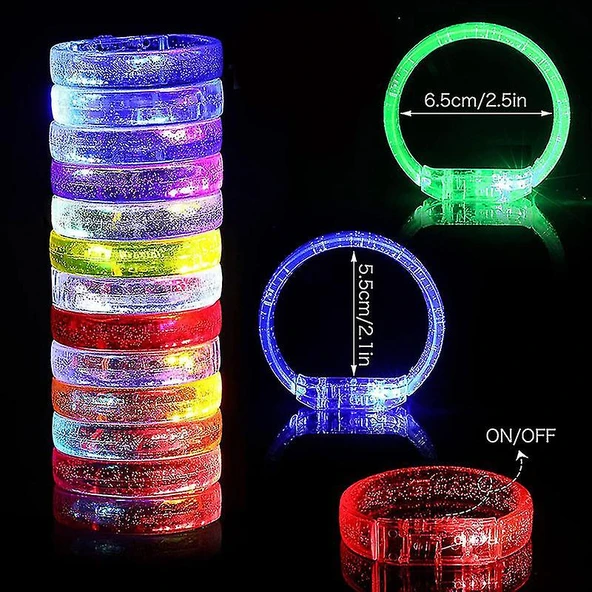 Led Işıklı Pilli Işıklı Rengarenk Kalın Bileklik Işıklı Bilezik Karışık Renk 1 Adet - 4