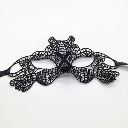 Siyah Renk Dantel Kesim Dantel İşlemeli B Parti Maskesi 11 No - Resim 2