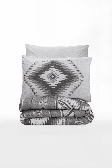 Etnich Nev Takımı Çift Kişilik Delos Antrasit - Resim 6