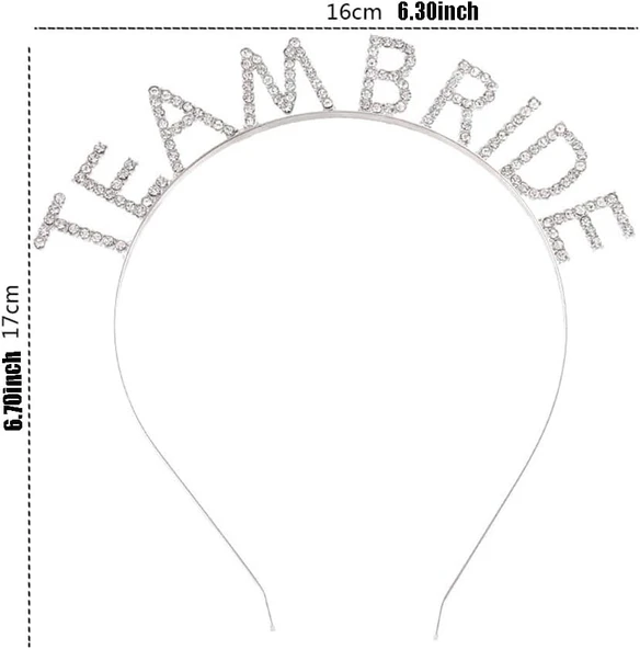 Gümüş Kaplama Kristal Taşlı Team Bride Taç 16x17 cm - Resim 8