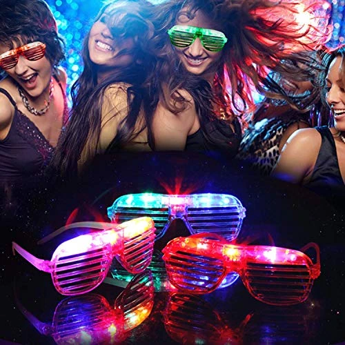 Led Işıklı Pilli Panjur Şekilli Rengarenk Yanıp Sönen Lüks Parti Gözlüğü Karışık 12 Adet - Resim 14