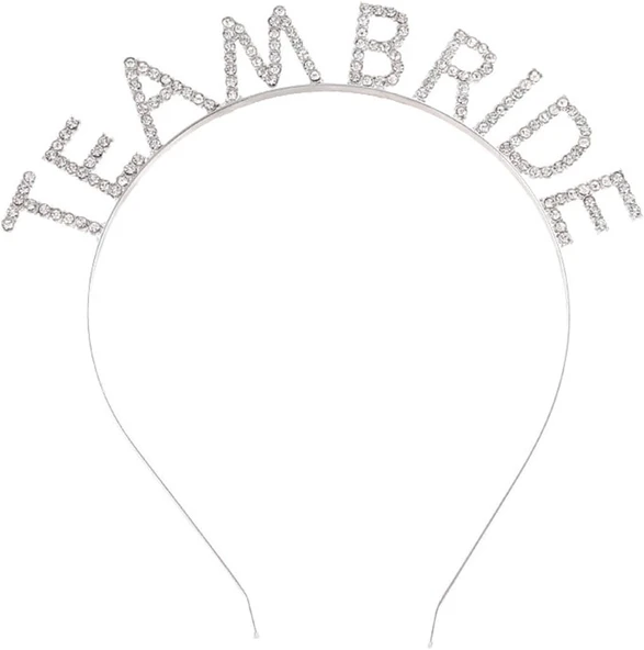 Gümüş Kaplama Kristal Taşlı Team Bride Taç 16x17 cm - Resim 7