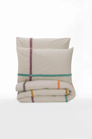 Puff Nakışlı Ranforce Çift Kişilik Nev Takımı İnsula Gülkurusu - Resim 8