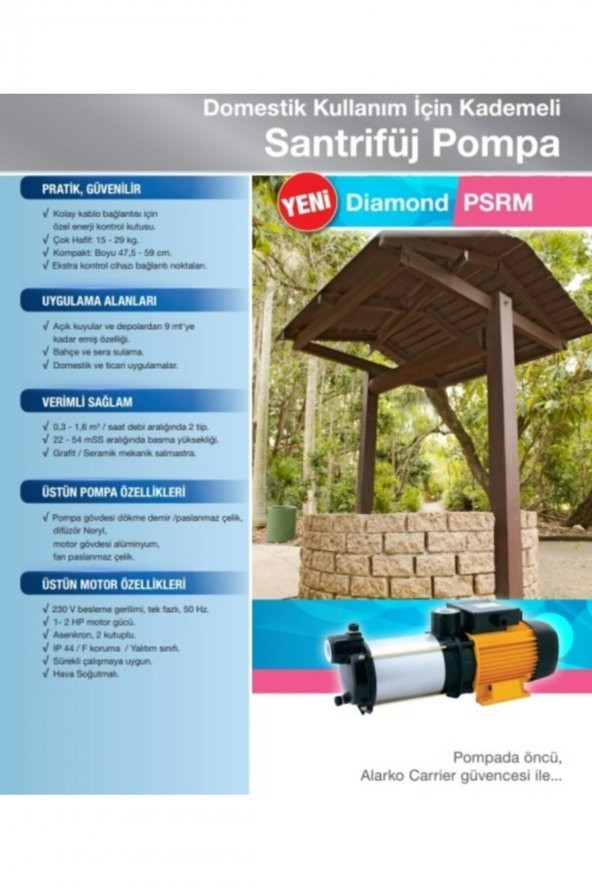 Alarko Psrm 255 1.5hp 220v Yatay Paslanmaz Kademeli Pompa - 2