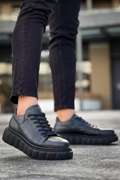 Yüksek Taban Günlük Ayakkabı Siyah (Siyah Taban) - Resim 19