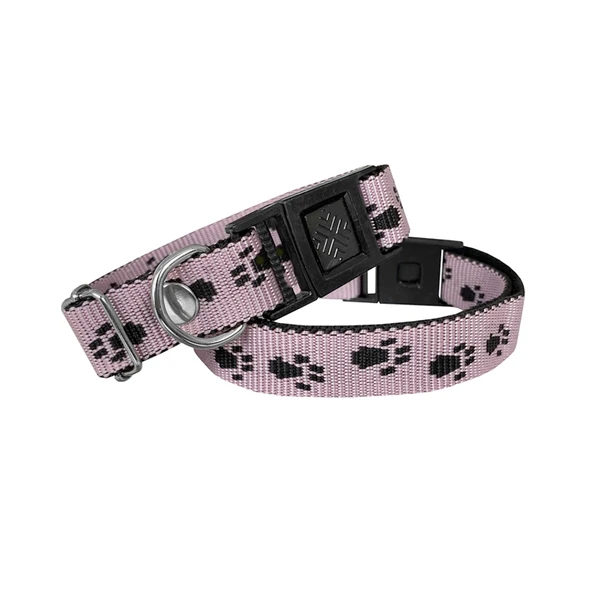 Köpek Tasması Patili Dokuma 2 cm - Min: 30 cm - Max: 50 cm Açık Pembe - 1